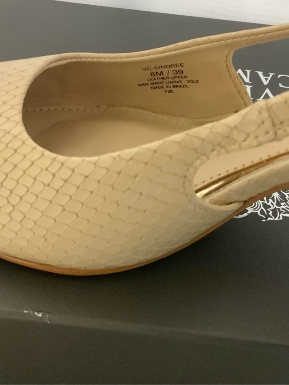 Vince Camuto Beige Textured Pointed-Toe Slingback Pumps - Picture 6 of 8